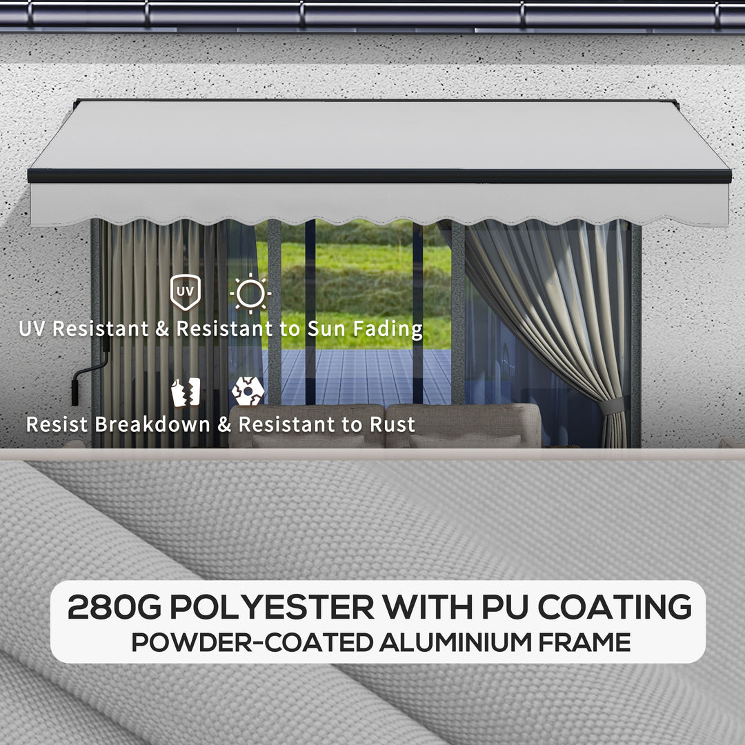 2.5 x 3.5m Aluminium Frame Electric Awning, with Remote - Light Grey
