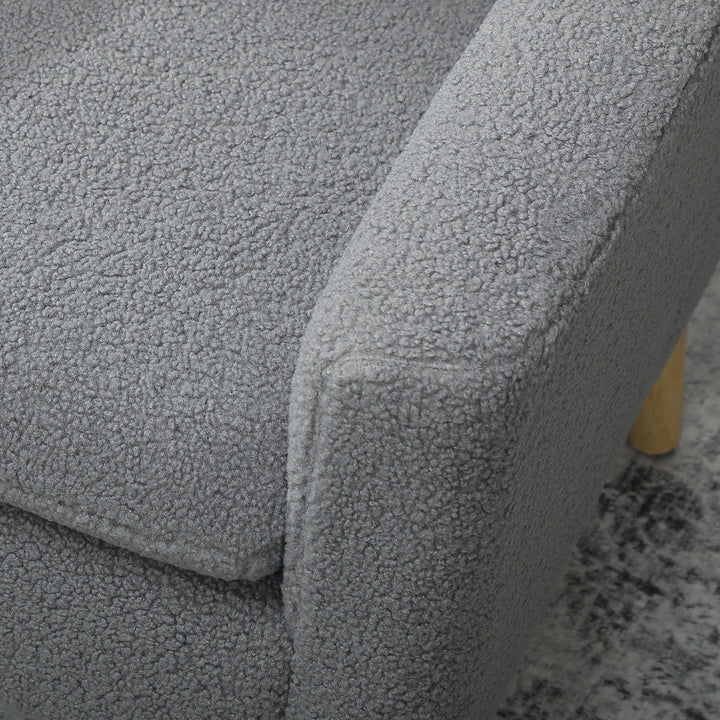 Armchair, Upholstered Accent Chair with Wood Legs and Wide Padded Seat, Teddy Occasional Chair, Grey