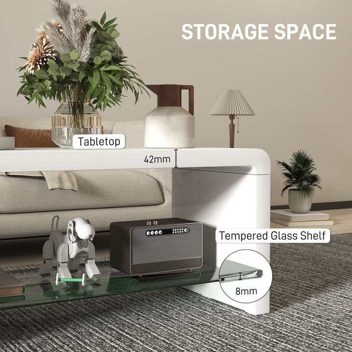 Curved Two-Tier Coffee Table - High Gloss White
