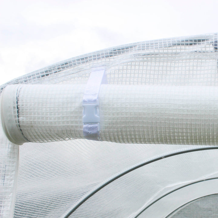 MCL 3 x 2 x 2m Polytunnel Greenhouse Replacement Cover ONLY Winter Garden Plant PE Cover for Tunnel Walk-in Greenhouse with Roll-up Windows Door Outdoor, White