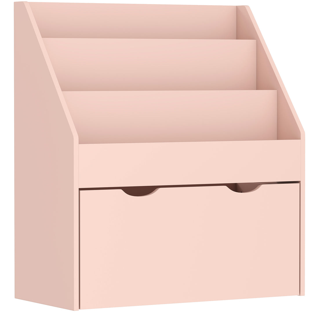 MCL Bookcase for Kids with Shelves, Drawer, Bookcase for Bedroom, Playroom, Pink
