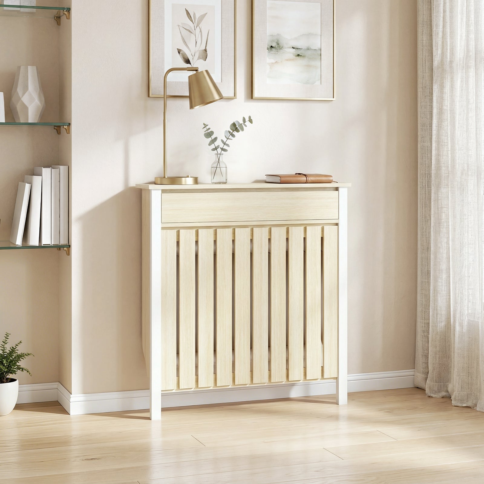 93 x 88.5cm Rustic-Look Radiator Cover - Oak