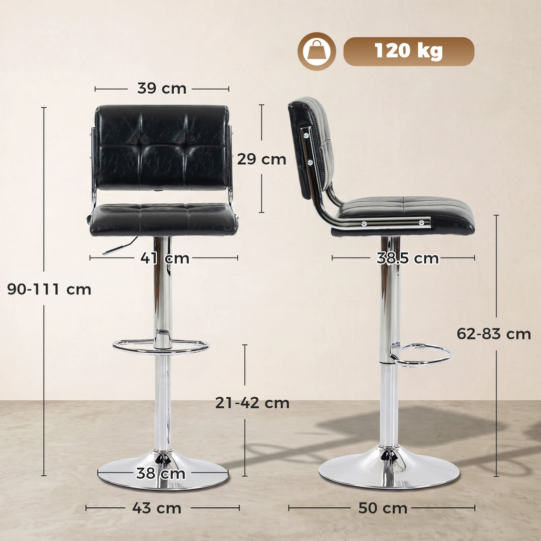 Bar Stools Modern PU Leather Adjustable Breakfast Bar Stools Backrest 