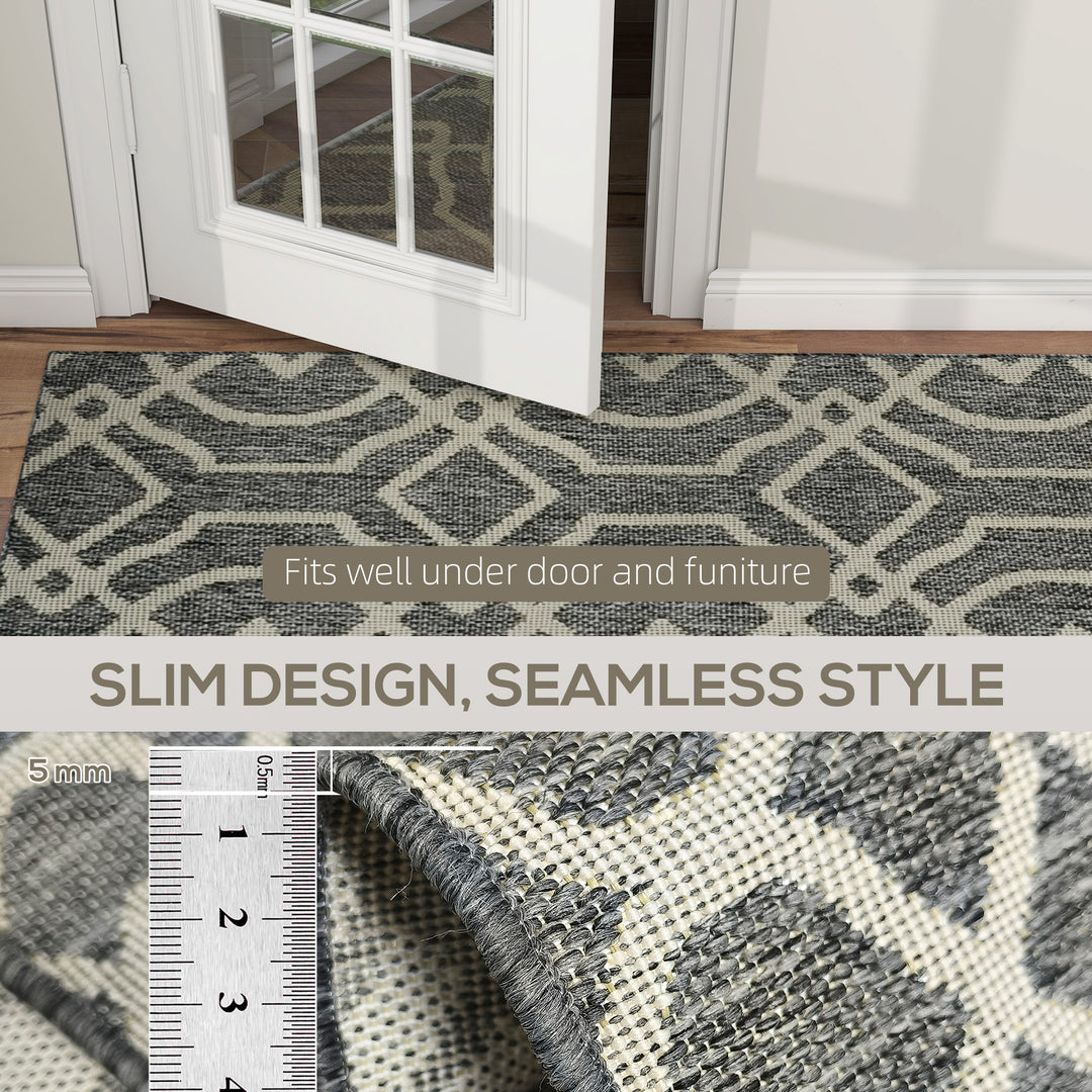 UV Resistant Indoor & Outdoor Area Rug, Easy-Cleaning Machine Washable Rug with Geometric Pattern for Patio, Garden, Kitchen, Bathroom or Living Room, 230 x 160 cm, Grey