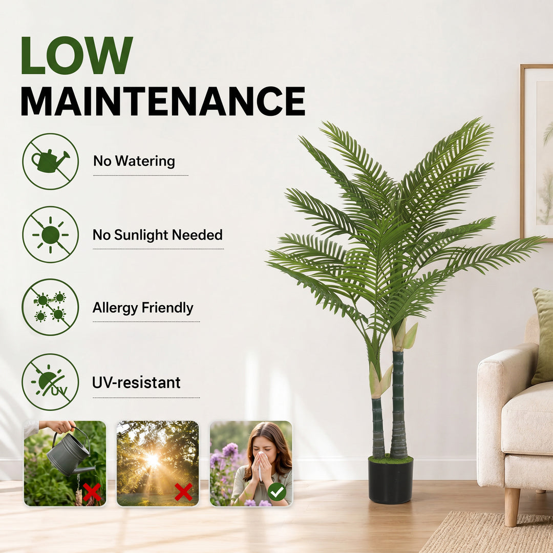 Artificial Palm Tree with 16 PEVA Leaves, 150cm Decorative Artificial 