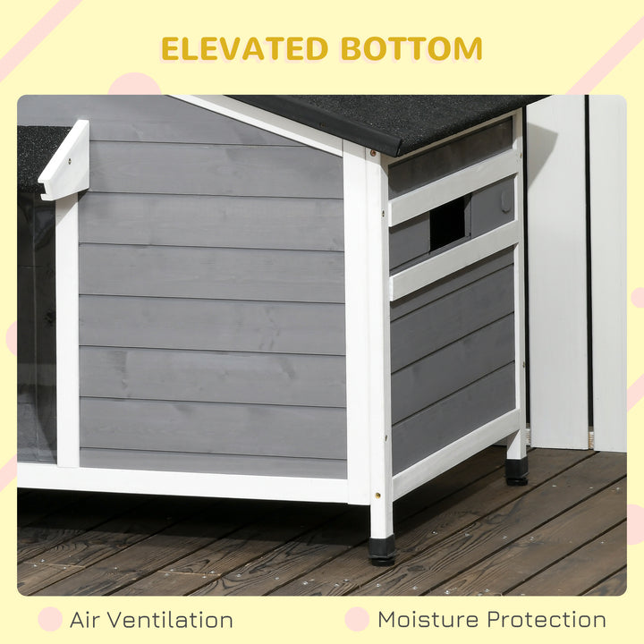 Wooden Dog Kennel for Outside, for Medium Dogs, 72H x 109L x 79Wcm, Grey