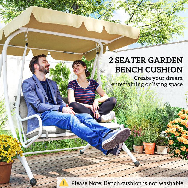 Outsunny 2 Seater Bench Pad, Garden Chair Cushion with Back and Ties for Indoor and Outdoor Use, 98 x 100 cm, Light Grey