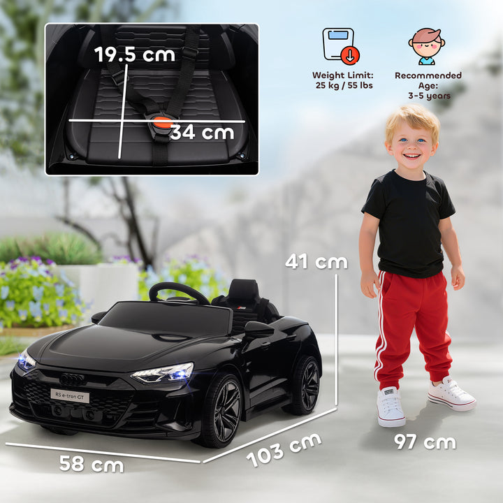 Audi Licensed 12V Kids Electric Ride-On, with Remote Control, Suspension System, Lights, Music, Motor - Black