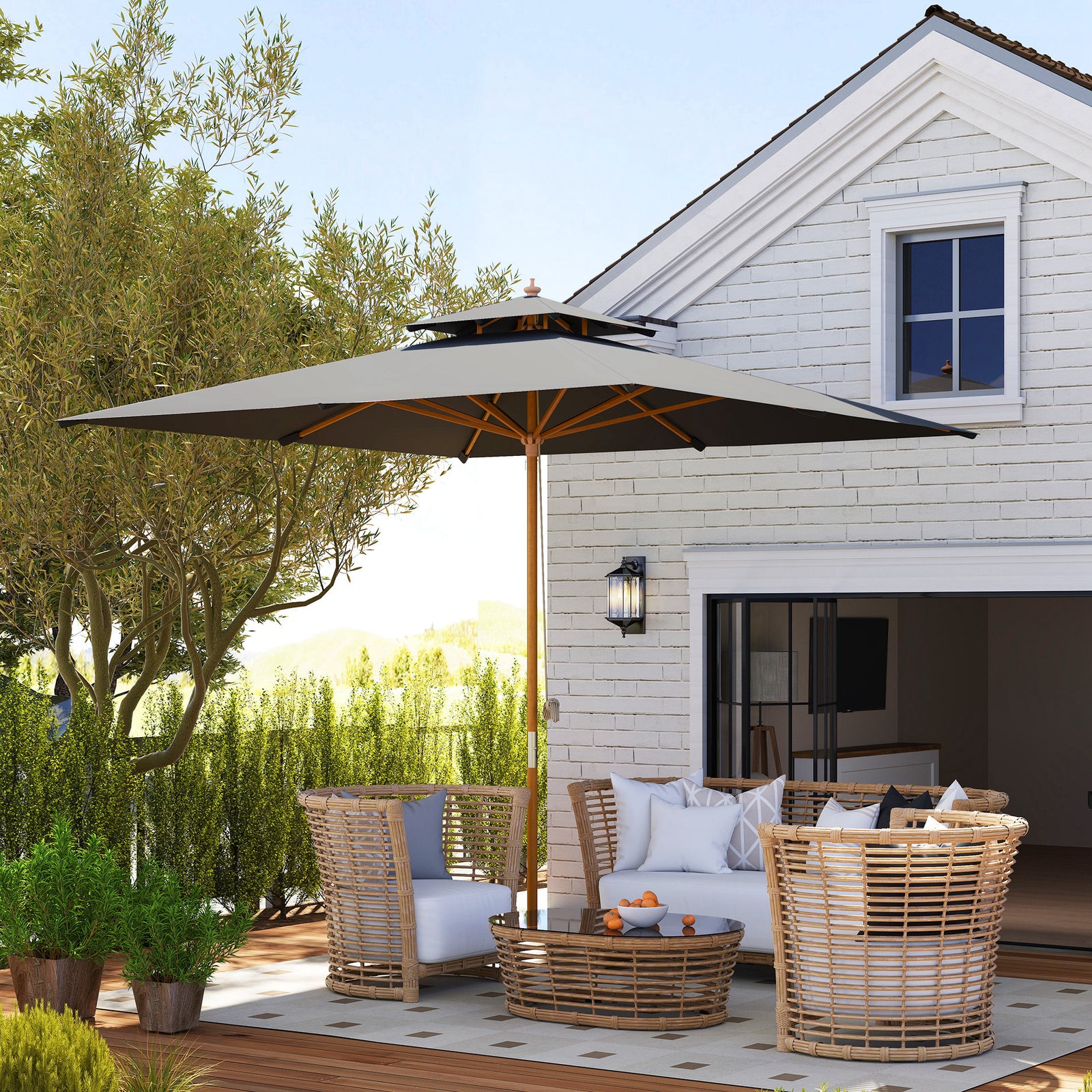 3 m Square Canopy Parasol - Black