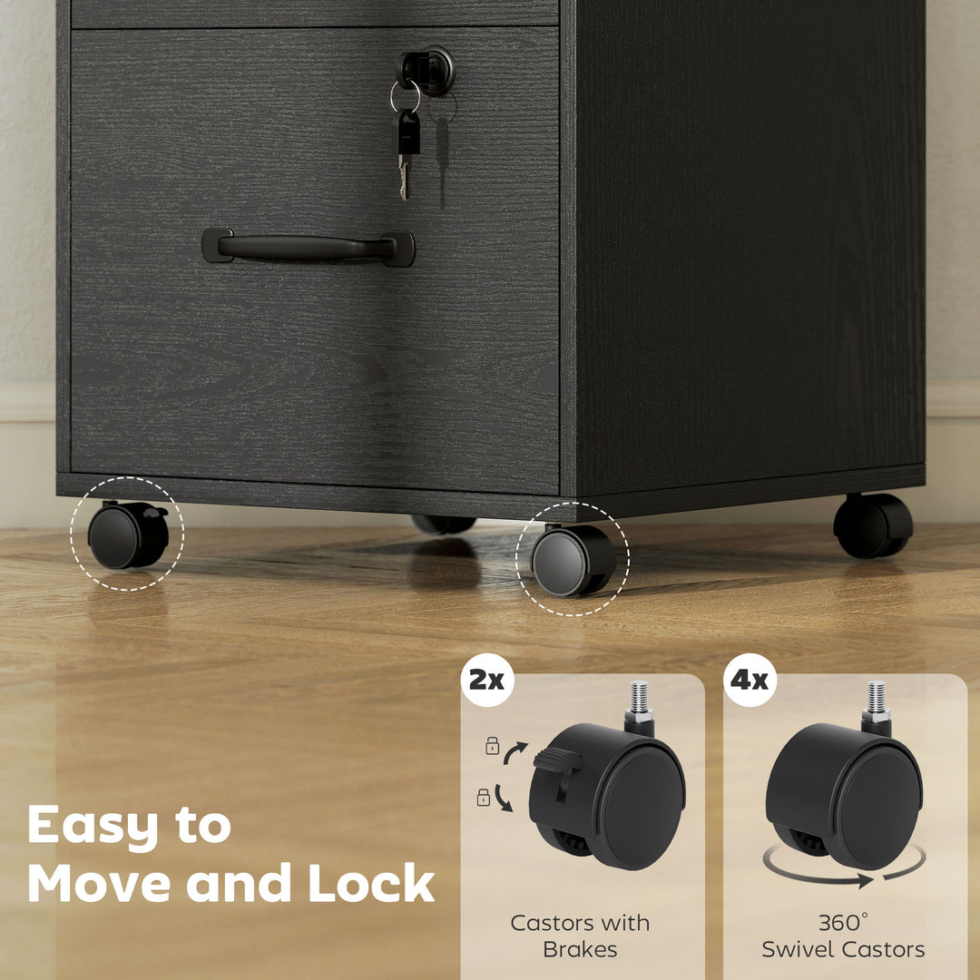 Three Drawer Wood-Effect Filing Cabinet