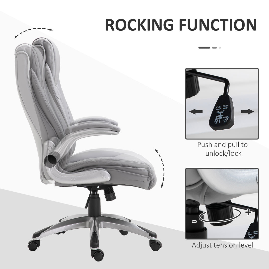 Faux Leather Executive Swivel Office Chair - Grey