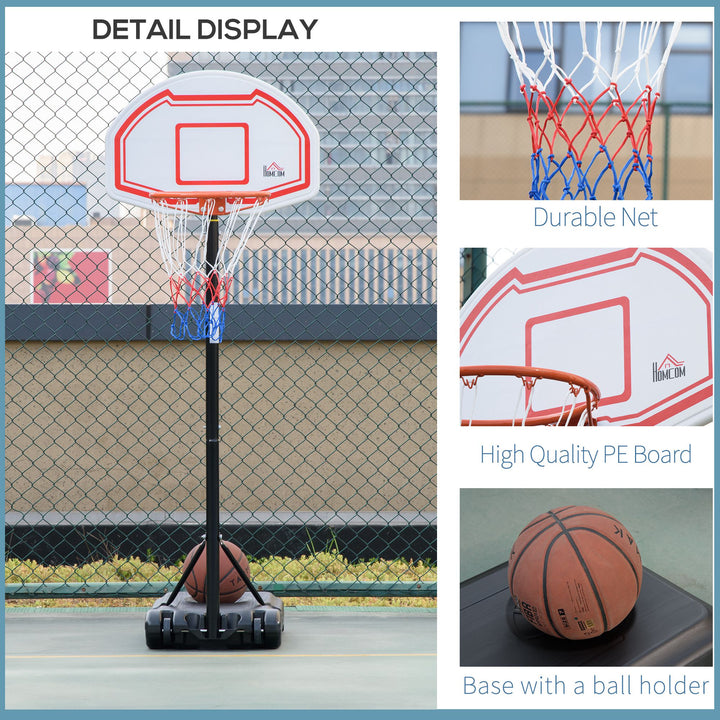 MCL Basketball Hoop Stand Portable Adjustable Height 2.1-2.6m w/ Wheels, Sturdy Rim Stable Base, Red