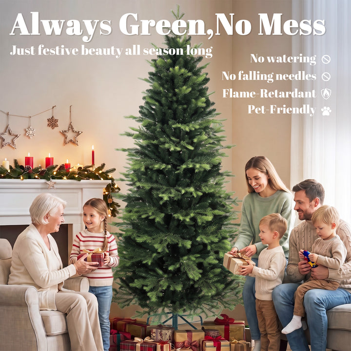 Geneva Fir Hinged Xmas Tree, 7ft/210cm Artificial Christmas Tree with - view 4
