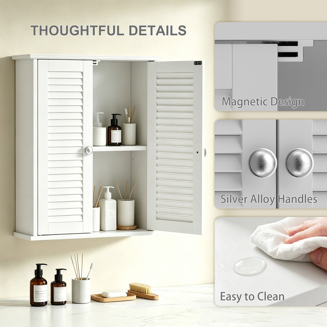 Bathroom Cabinet, Bathroom Wall Cabinet with Louvered Doors and Adjust