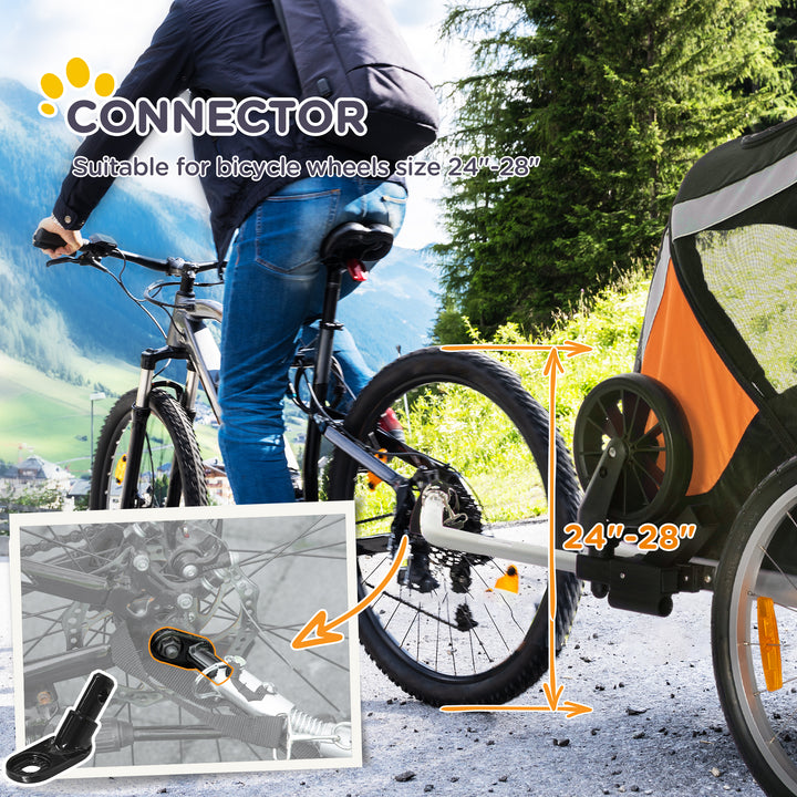 MCL Dog Bike Trailer 2-in-1 Pet Stroller for Large Dogs Cart Foldable Bicycle Carrier Aluminium Frame with Safety Leash Hitch Coupler Reflector Flag Orange