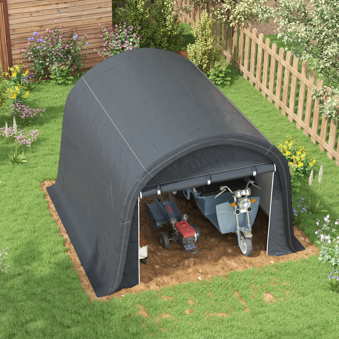 3 x 3(m) Garden Storage Tent, Heavy Duty Outdoor Shed, Waterproof Portable Shed Storage Shelter with Galvanised Steel Frame for Bike, Motorcycle, Garden Tools