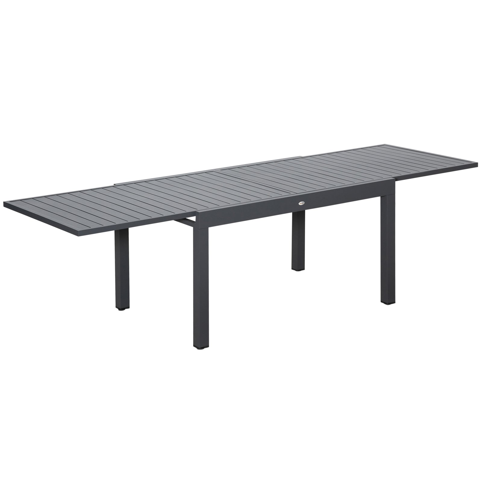 Extendable Garden Table 135-270cm x 90cm x 75cm, 10 Seater Outdoor Dining Table with Aluminium Frame for Lawn, Balcony and Backyard, Grey
