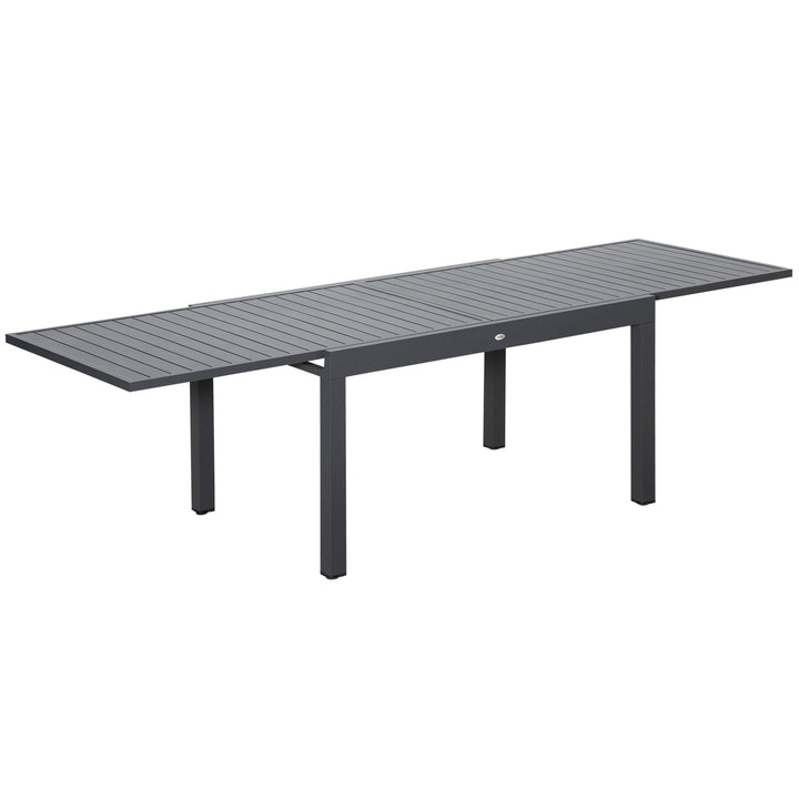 MCL Extendable Garden Table 135-270cm x 90cm x 75cm, 10 Seater Outdoor Dining Table with Aluminium Frame for Lawn, Balcony and Backyard, Grey