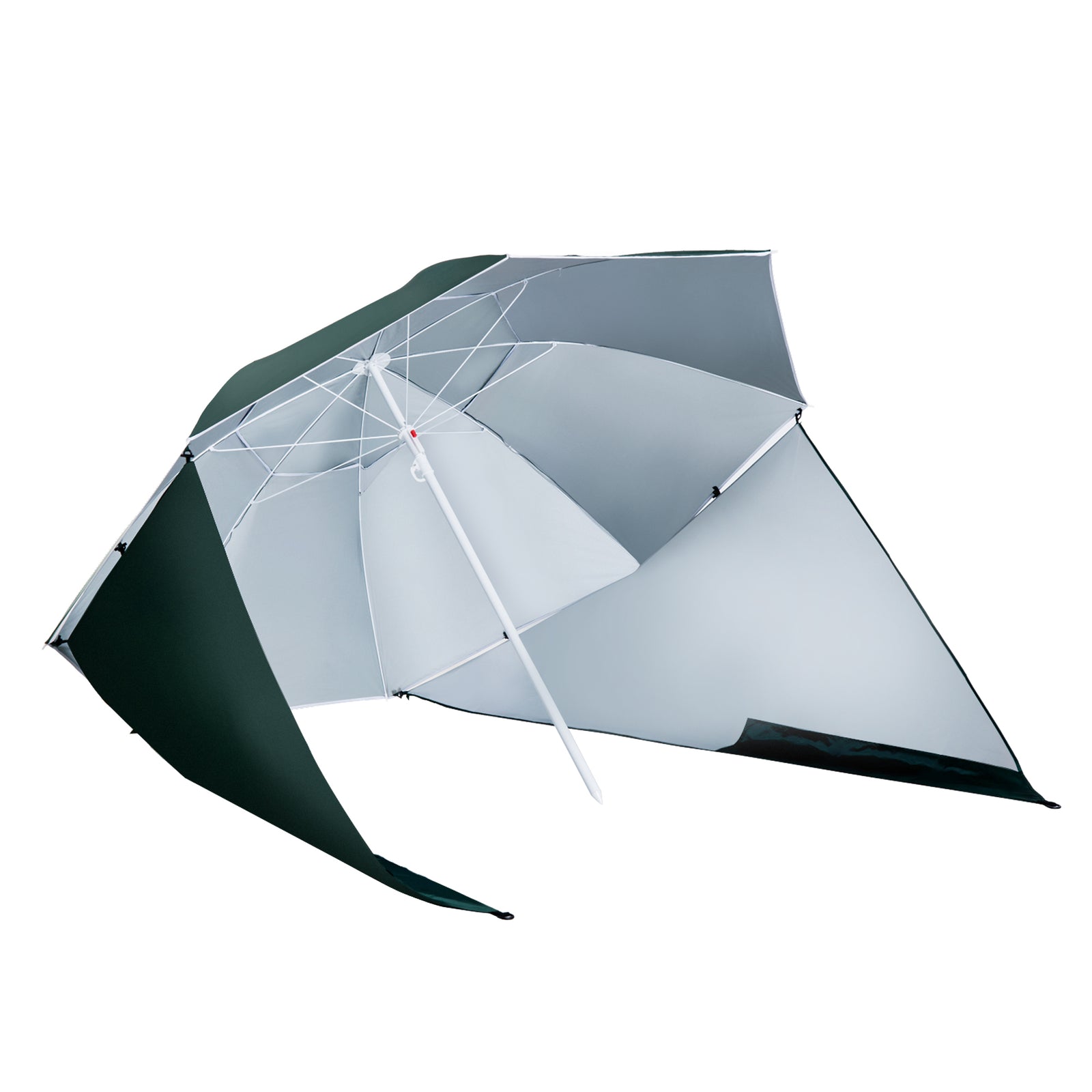 2m UV Protection Fishing Beach Umbrella Brolly Shelter w/ Side Panel Tent Green