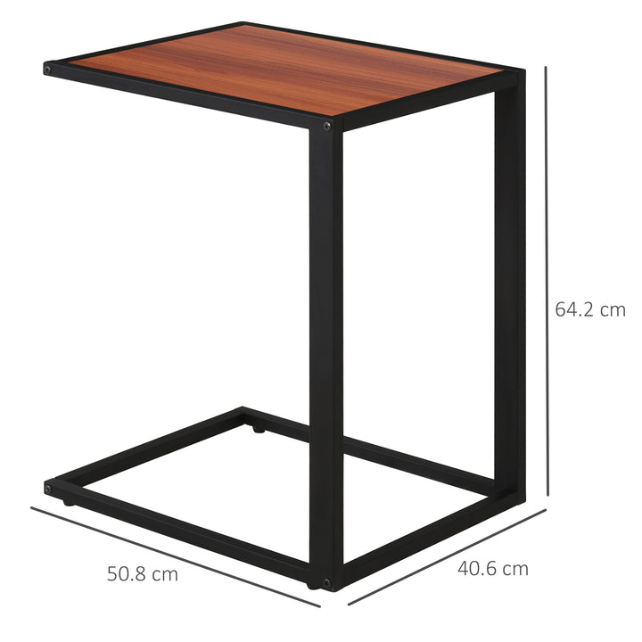 HOMCOM C-Shaped Sofa End Table Set: Metal Frame Accent Tables for Living Room, Bedroom, Walnut and Black | Aosom UK