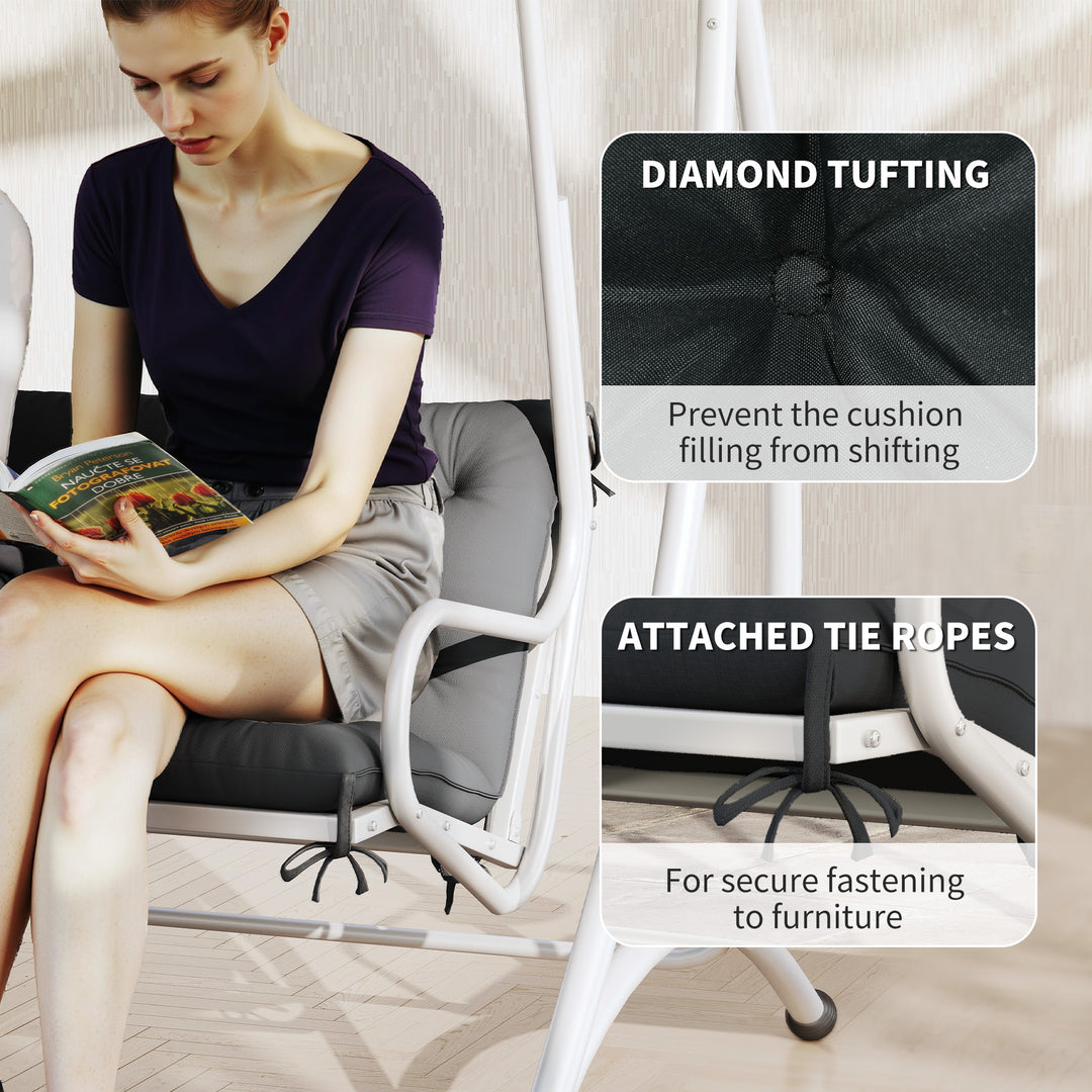 3 Seater Bench Pad, Garden Swing Chair Cushion with Back and Ties, Tuf