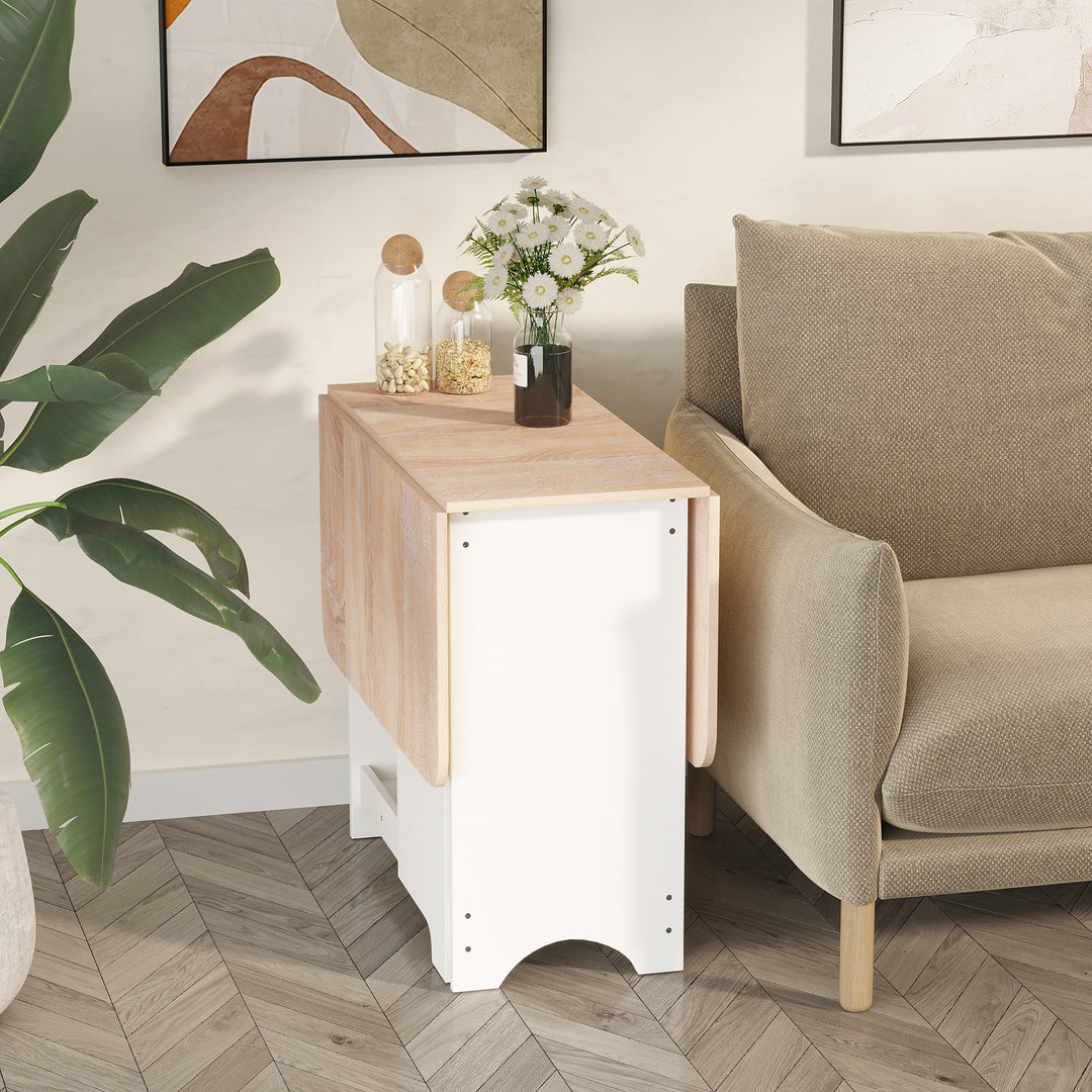 Foldable Dining Table Drop-Leaf Folding Desk Side Console with Storage Shelf for Kitchen,Dining Room