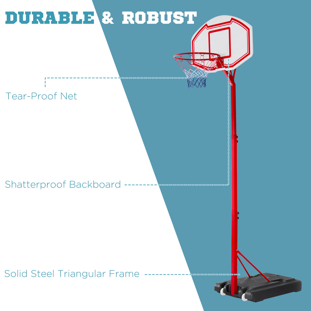 HOMCOM Steel Basketball Stand Height Adjustable Hoop Backboard Red | Aosom UK