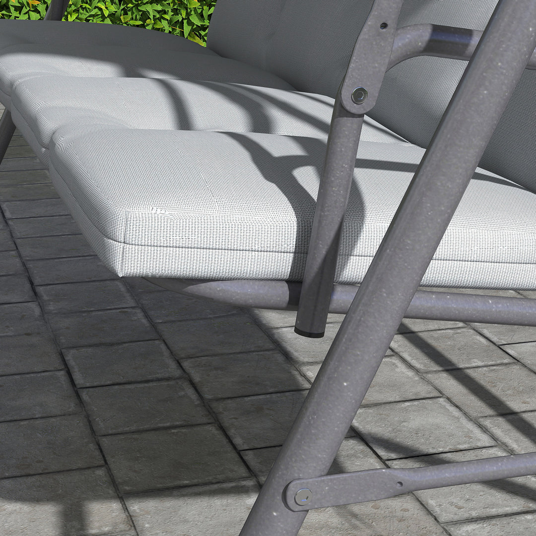 Three-Seater Garden Swing Seat - Light Grey