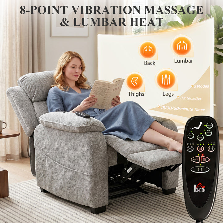 Power Recliner Armchair with Massage and Heat, Electric Reclining Chai