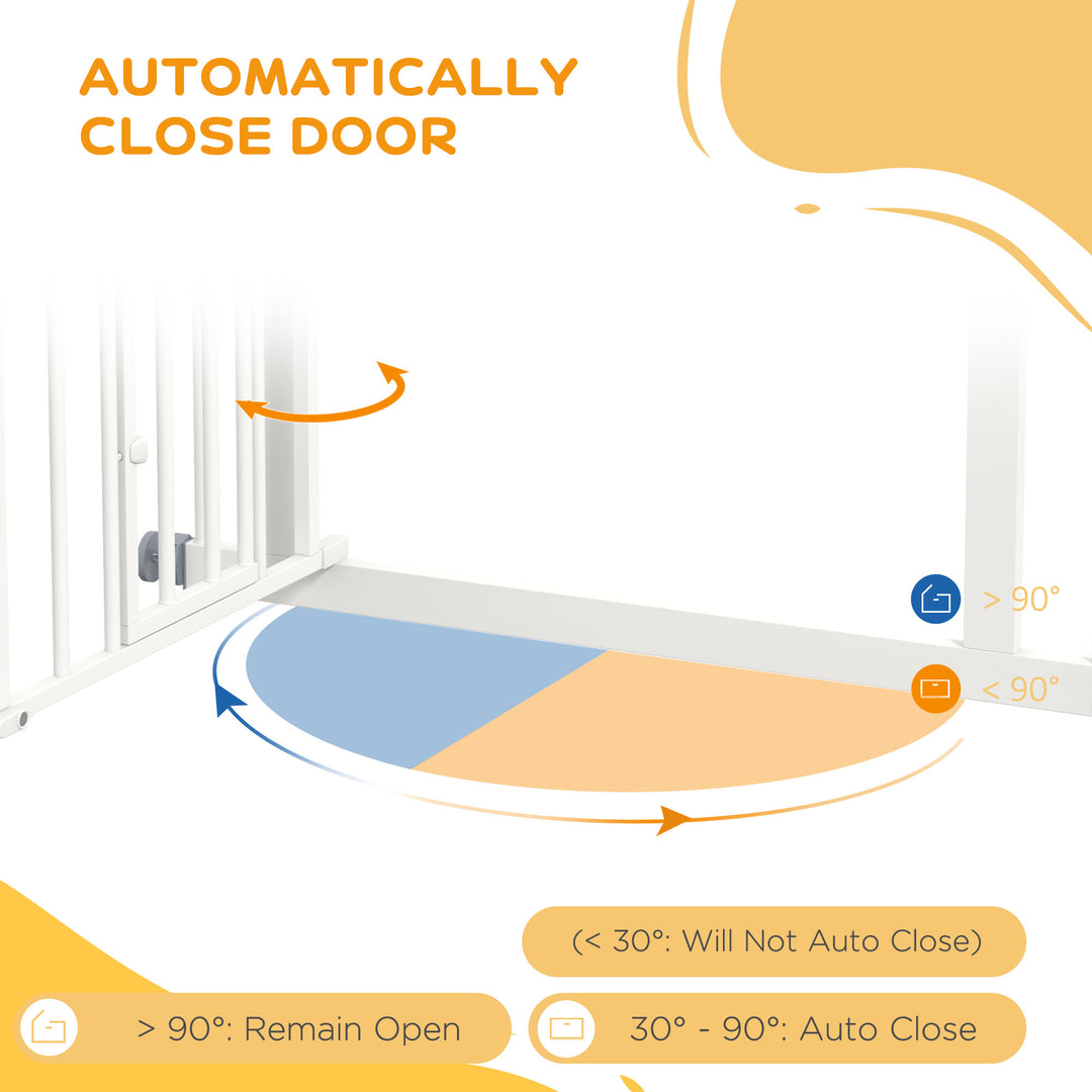 PawHut Safety Pet Gate, Pressure Fit Stair Gate with Cat Door, Auto Close, Double Lock, 74-80cm, White | Aosom UK