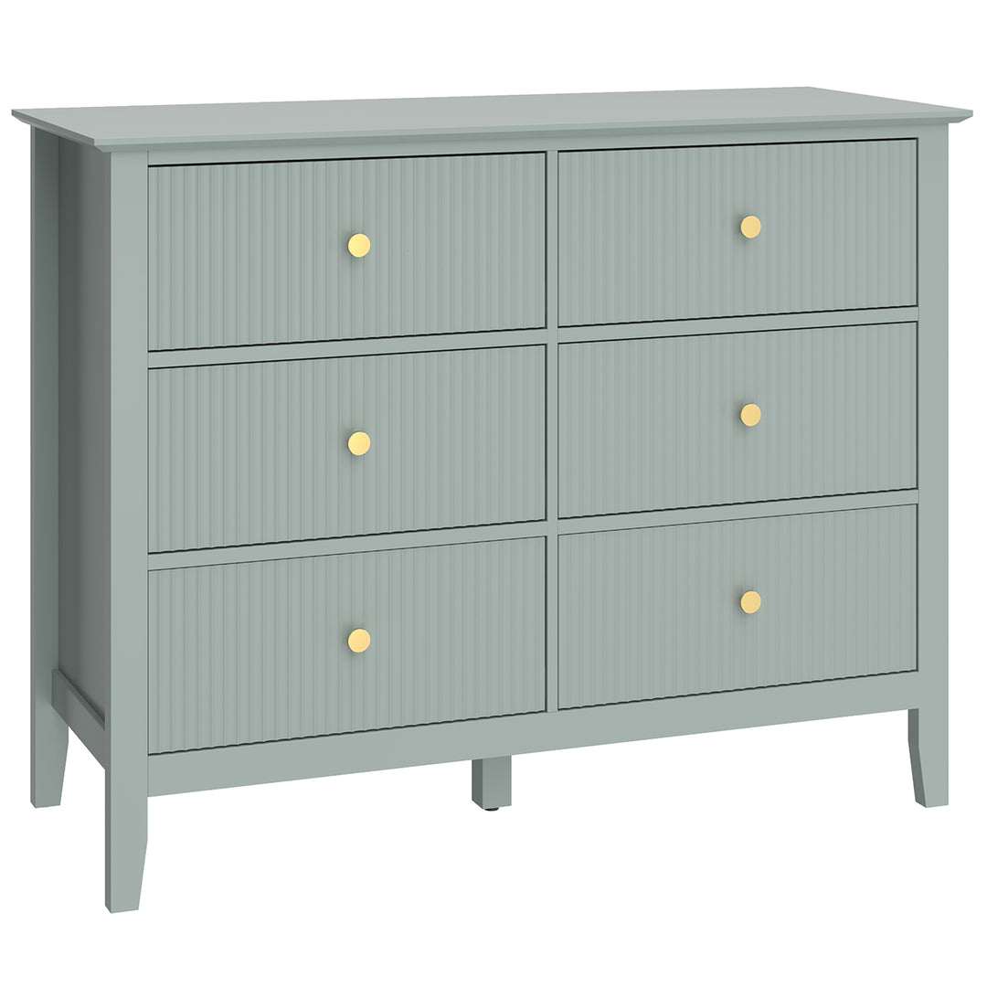 Fluted Dresser, 6 Drawer Chest of Drawers for Bedroom, Living Room, Hallway, Closet