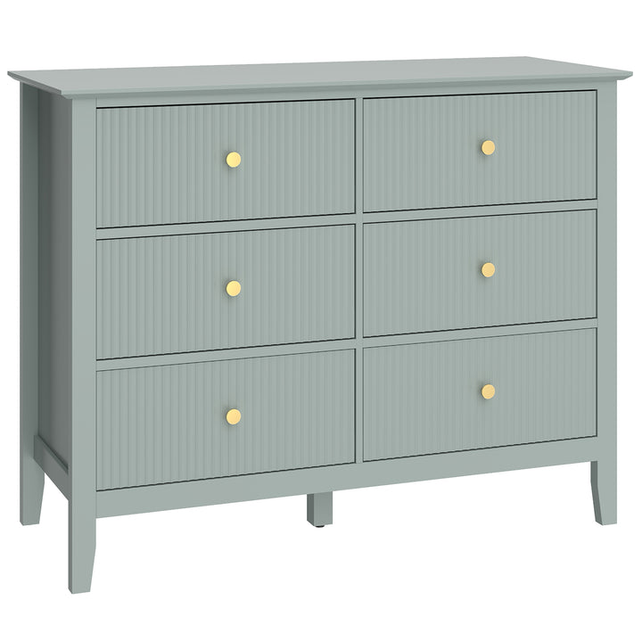 Fluted Dresser, 6 Drawer Chest of Drawers for Bedroom, Living Room, Hallway, Closet