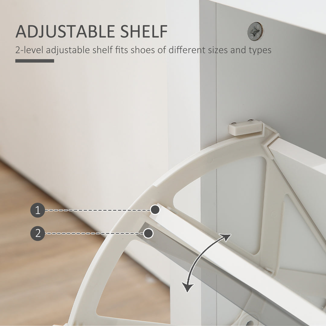 MCL 2 Drawer Shoe Cabinet Modern Narrow Shoe Cupboard Hallway Wooden Storage Organiser with Flip Doors Adjustable Shelf for 6-12 Pairs, White