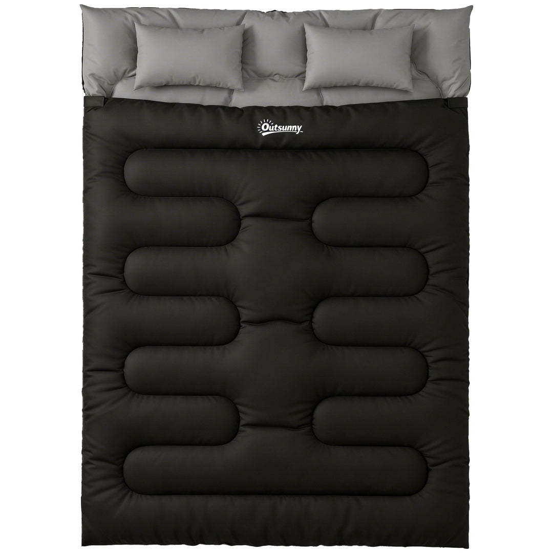 Double Sleeping Bag with 2 Pillows, 220 x 160 cm Extra-Large Sleeping 