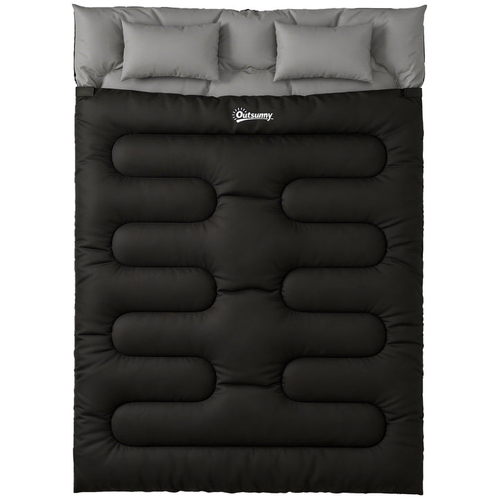 Double Sleeping Bag with 2 Pillows, 220 x 160 cm Extra-Large Sleeping 
