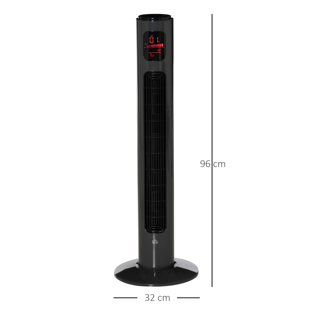 MCL 38'' Freestanding Tower Fan, 3 Speed 3 Mode, 12h Timer, 70 Degree Oscillation, LED Panel, 5M Remote Controller, Dark Grey