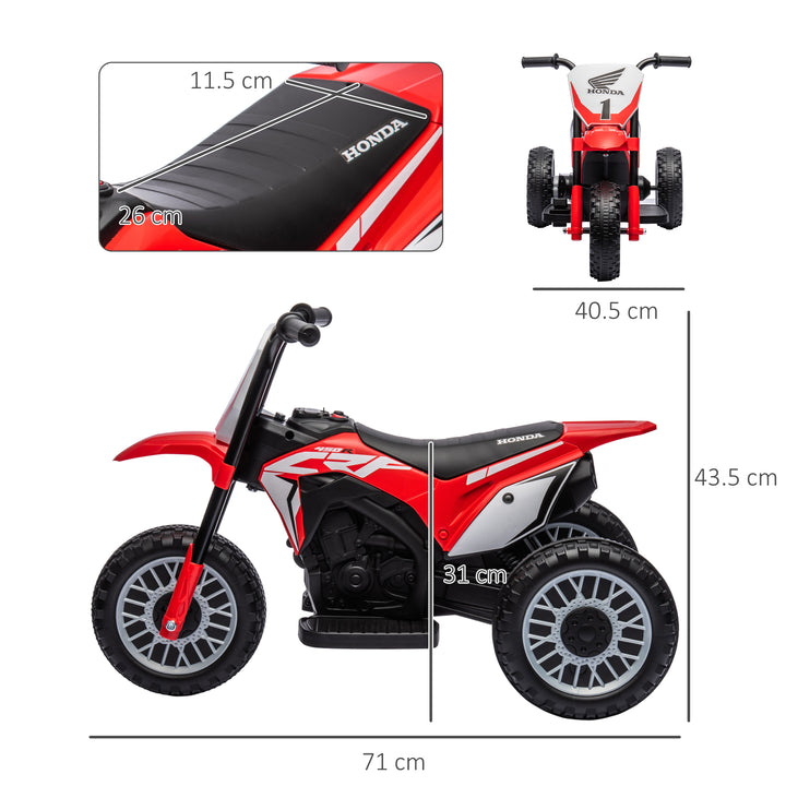 HOMCOM 6V Kids Motorbike, 3 Wheels Kids Electric Bike with Horn, Startup Sound for Ages 18-36 Months - Red | Aosom UK