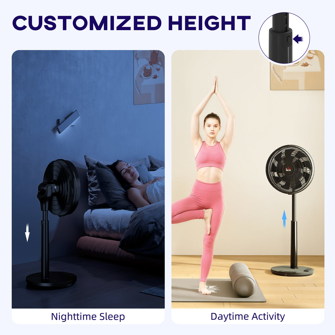 Pedestal Fan with Oscillating, Tilt, Adjustable Height, Black