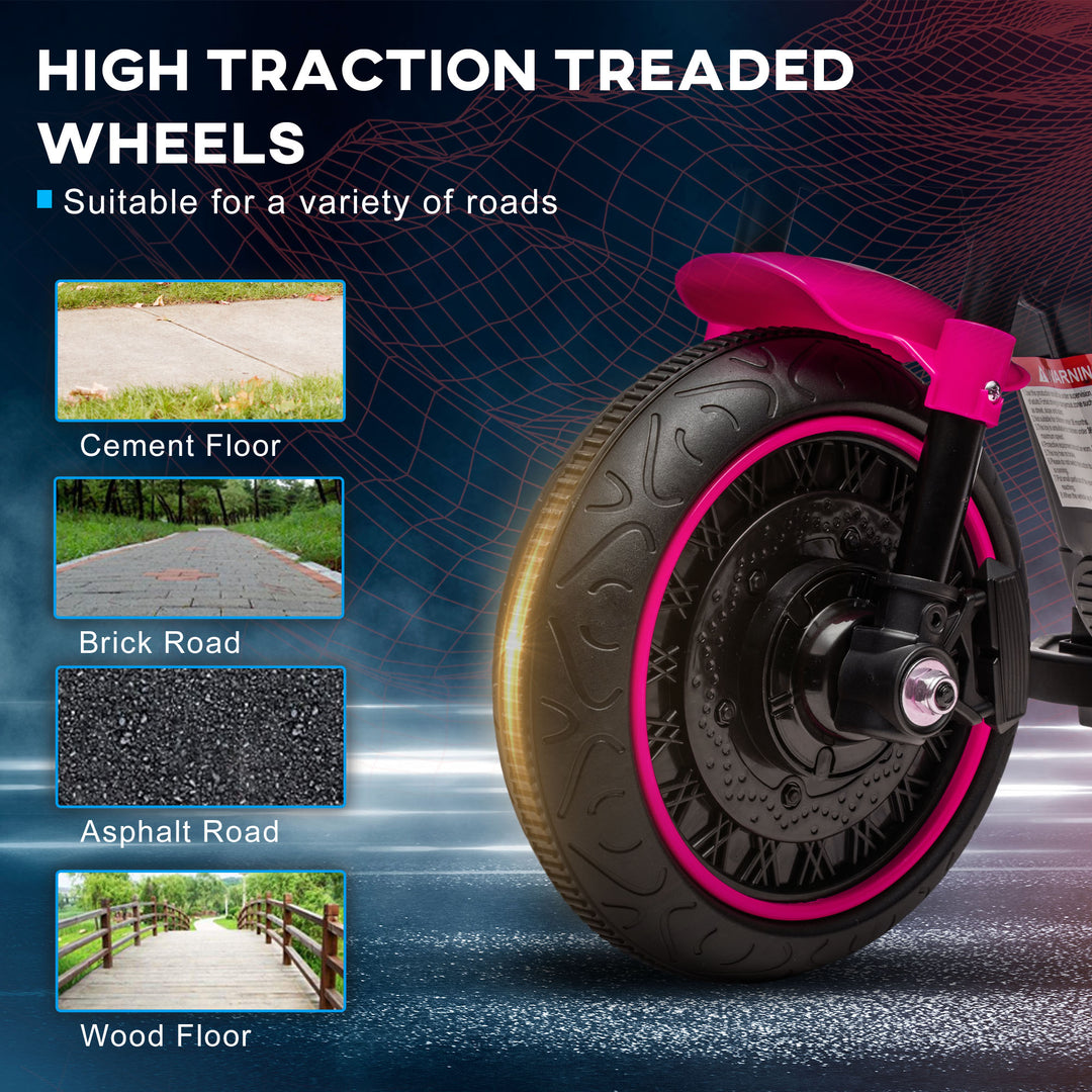 HOMCOM Kids' Electric Motorbike: 6V Ride-On with Training Wheels & Push-Start, Pretty in Pink | Aosom UK