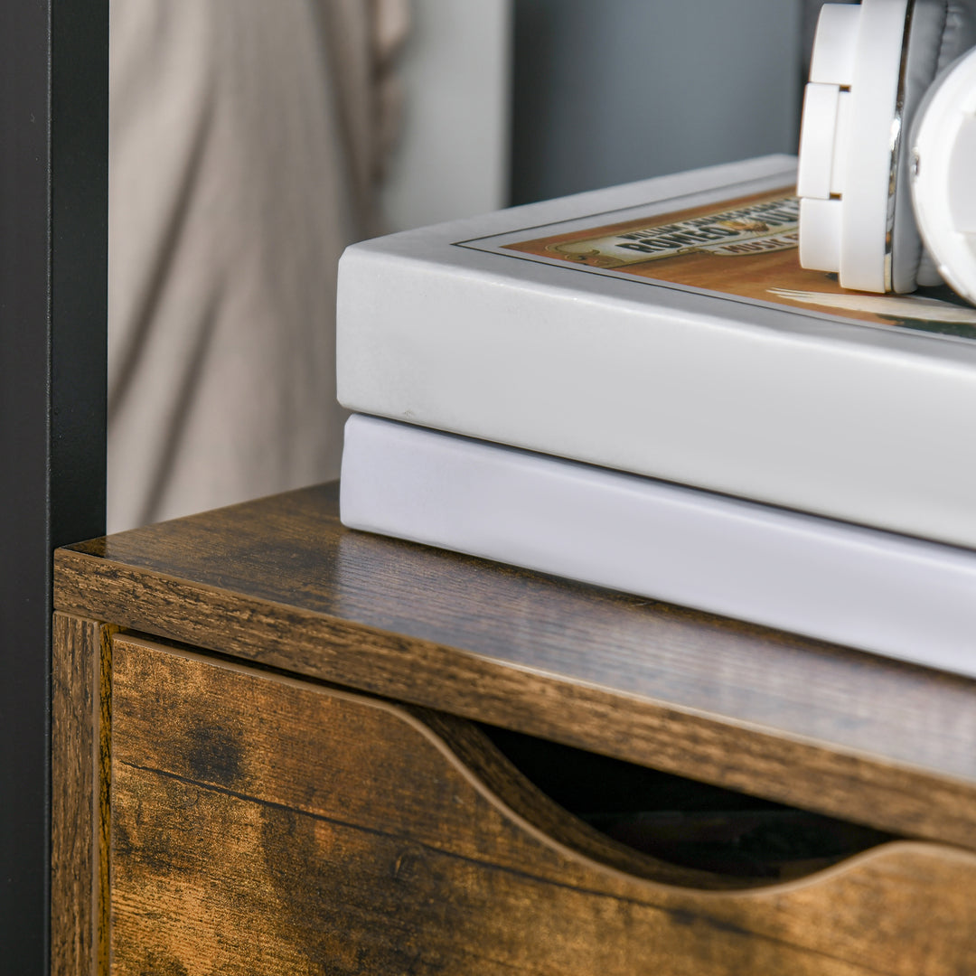 MCL Industrial Side Table with Drawer, Sofa Table, Bedside Cabinet with Storage Shelf, Slim Nightstand for Living Room, Bedroom, Rustic Brown