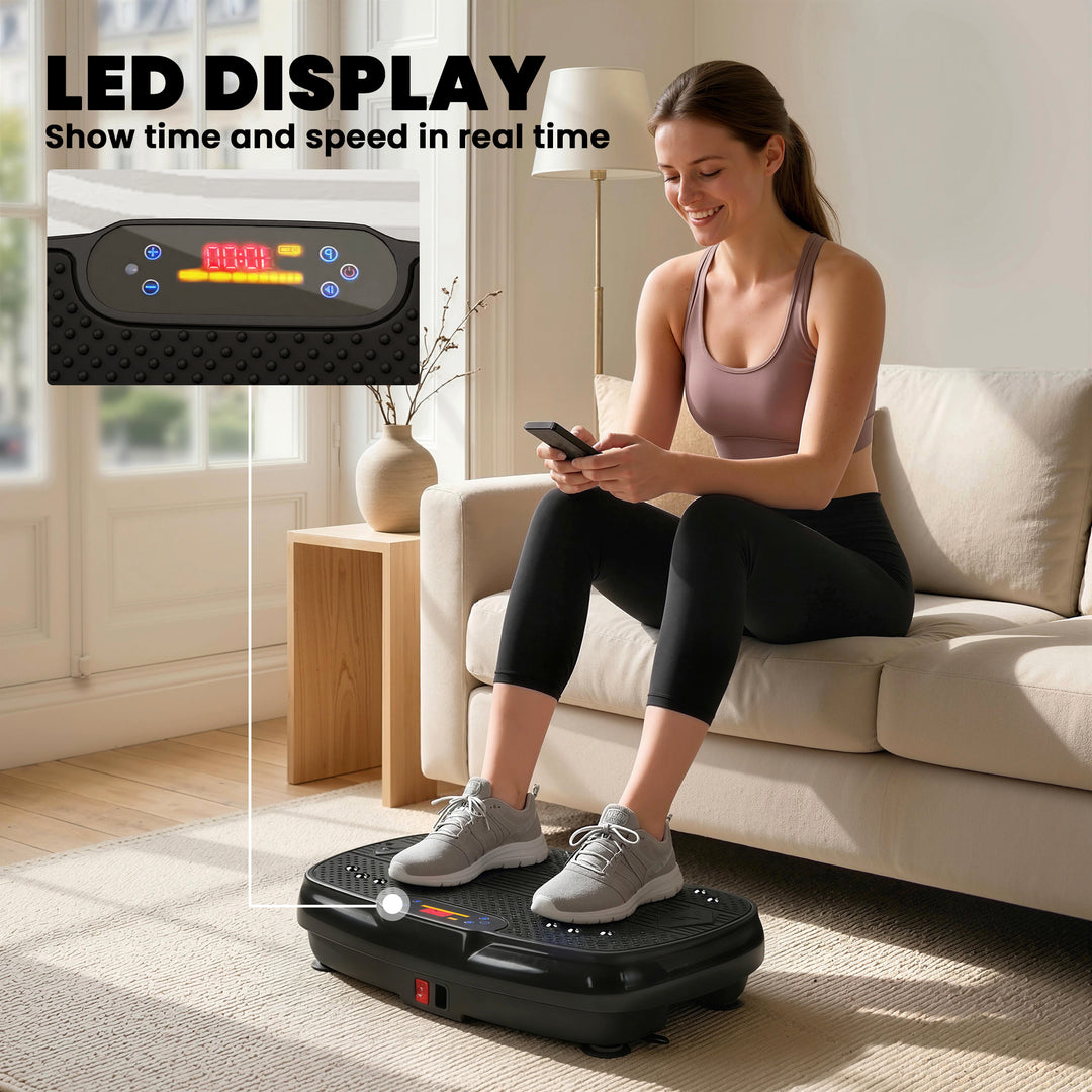Vibration Plate Exercise Machine with 120 Speed Levels, 5 Programs, Qu