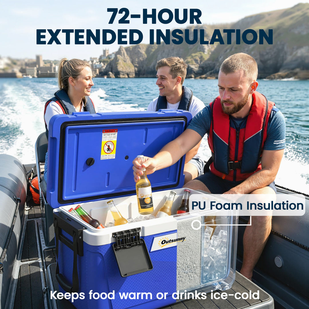 42.6L Insulated Cool Box, Lightweight Portable Ice Cooler with Handle,