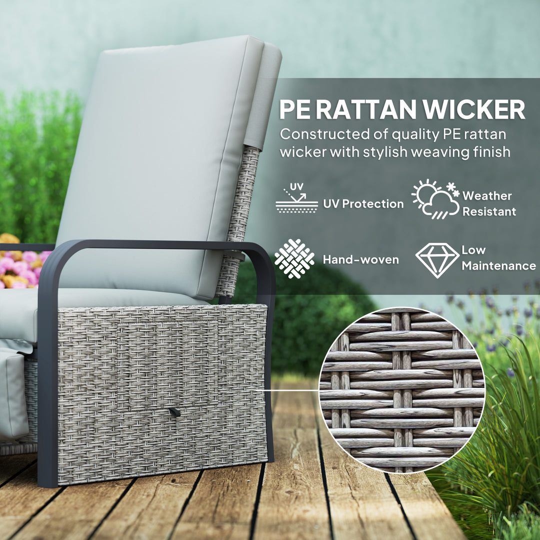140° Reclining Rattan Armchair - Mixed Grey