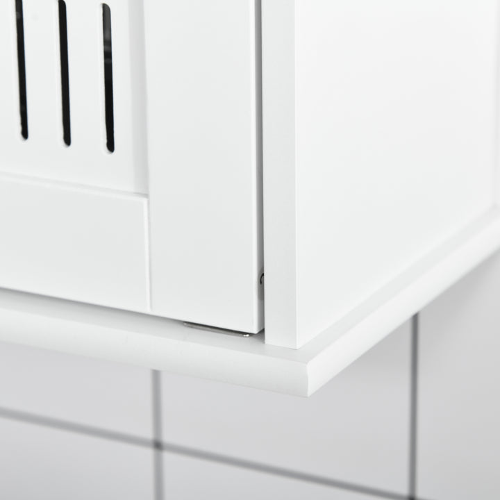 Bathroom Mirror Cabinet, Wall Mounted Storage Cupboard with Double Doors and Adjustable Shelf, Bathroom Organizer, White