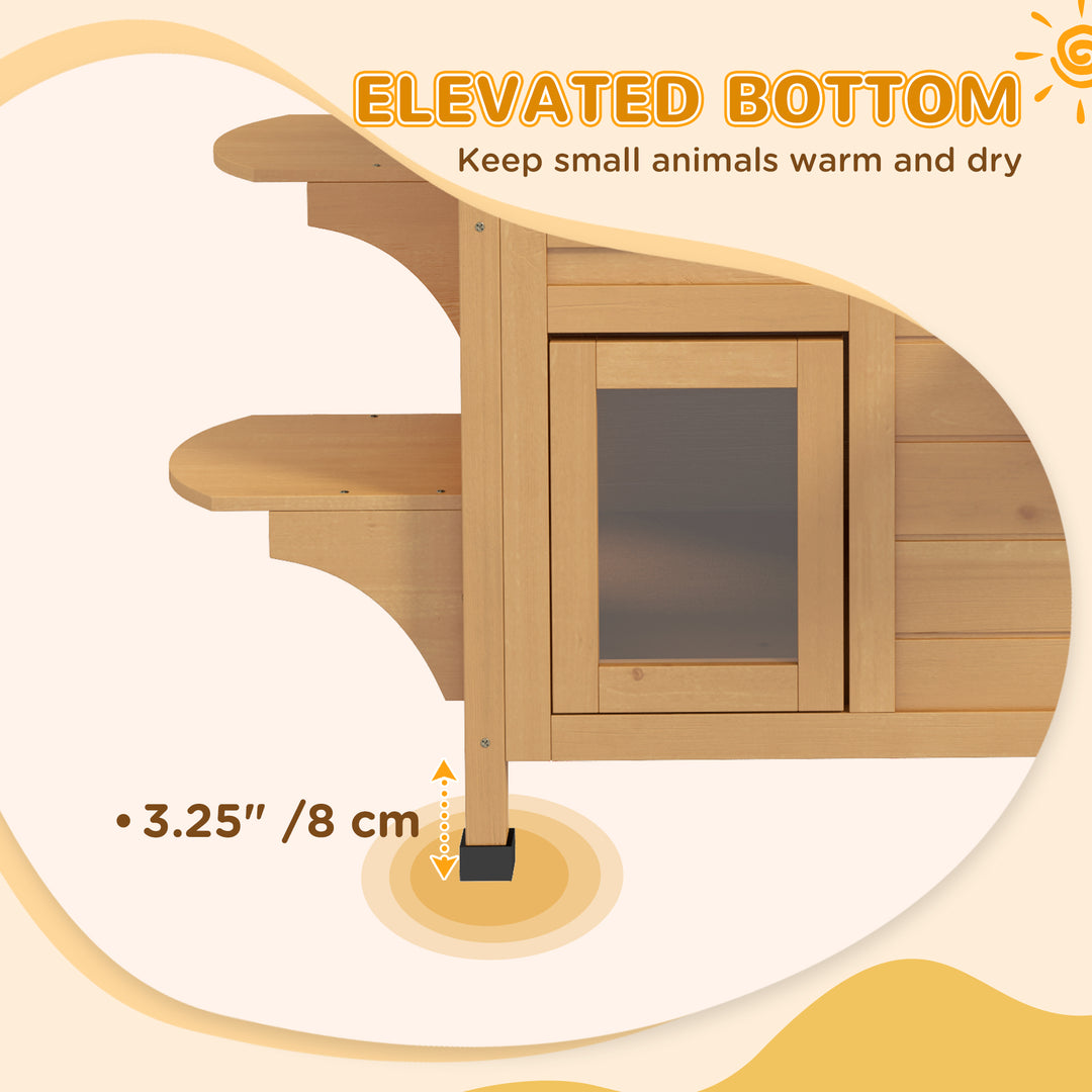 PawHut Wooden Cat House Condos Cat Cave Pet Shelter 2 Floor Villa Outdoor Furniture Natural Wood Finish | Aosom UK