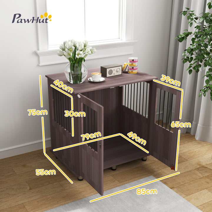 Dog Crate Table for Medium and Large Dogs with Magnetic Door for Indoor Use, 85 x 55 x 75 cm, Purple
