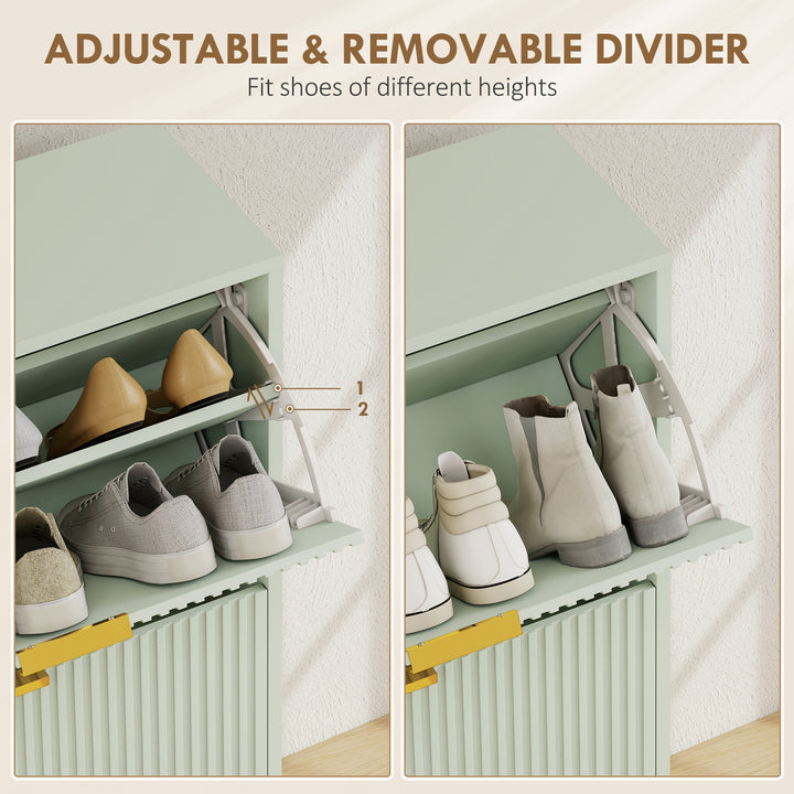 Elegant Two-Drawer Shoe Cabinet - Light Green