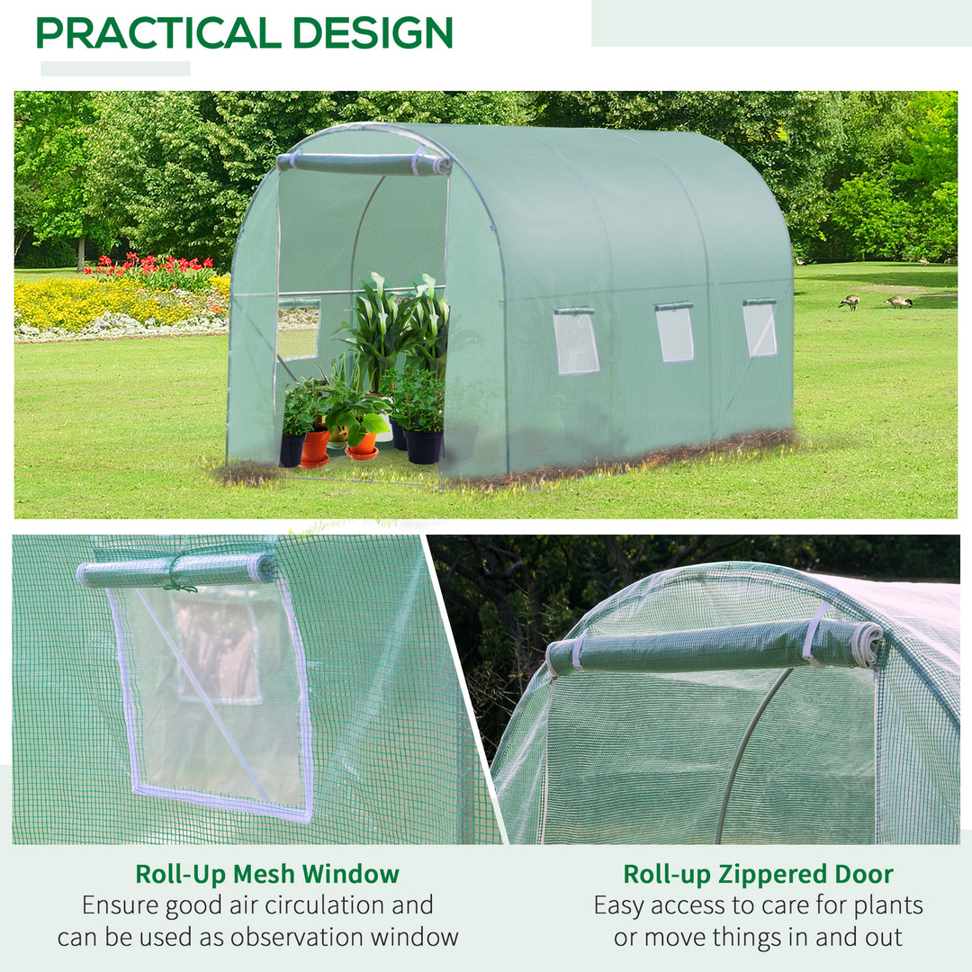 Outsunny Walk in Polytunnel Outdoor Garden Greenhouse with Windows and Door (3 x 2M)