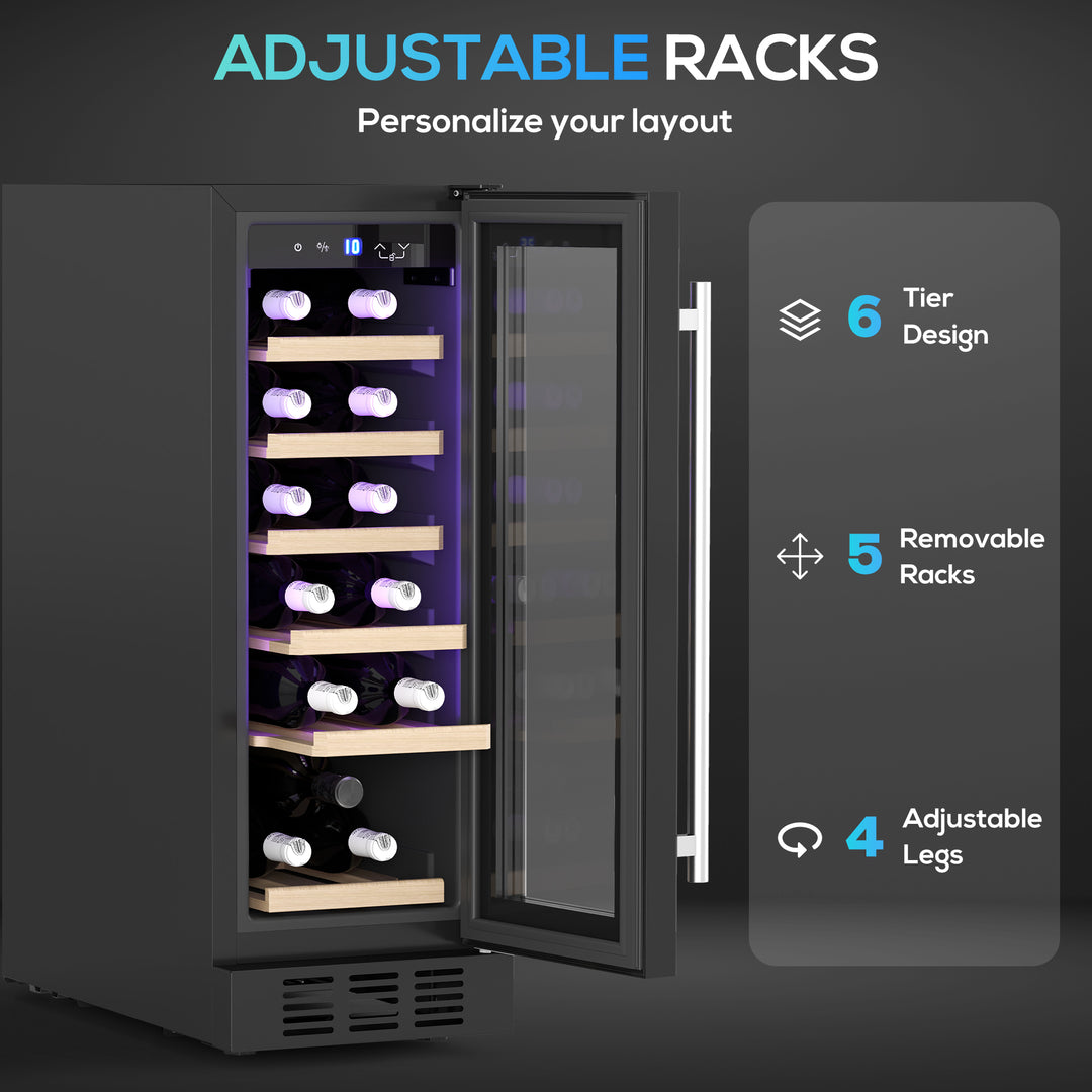 19 Bottle 5-18℃ Wooden Rack Wine Fridge - Black - view 6