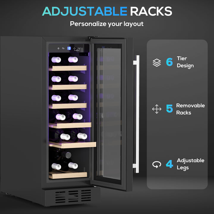 19 Bottle 5-18℃ Wooden Rack Wine Fridge - Black - view 6
